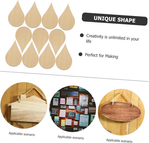 Vista 9 de EXCEART Adorno de gota de agua de 1.969 in, piezas de madera para manualidades, 20 piezas para decoración de bricolaje, accesorios de fotos
