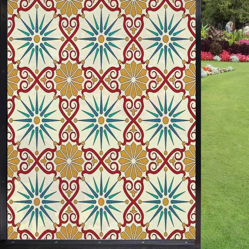 Vista 16 de Película de privacidad antigua para ventana, detalle de incrustaciones y tallas geométricas, arquitectura de la tumba del Taj Mahal, película