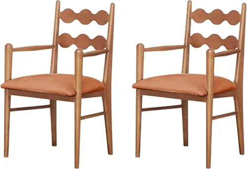 Vista 22 de Sillas de comedor tapizadas, silla de cocina con respaldo, silla de sala de estar con brazos versátil asiento de comedor de granja, sillas