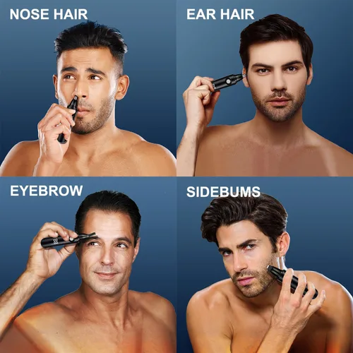 Vista 7 de Recortador de nariz para hombres y mujeres, removedor profesional de cejas y vello facial, IPX7 impermeable, recargable por USB, fácil limpieza