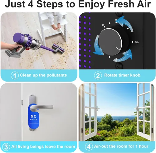 Vista 7 de PROGRACE Generador de ozono 148,000 mg/h - Máquina comercial de ozono - Purificador de aire de iones negativos, desodorante ionizador de O3 de alta