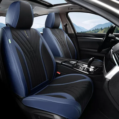 Vista 17 de FLORICH Juego completo de fundas para asiento de coche, fundas de asiento de cuero, fundas universales de lujo para 5 asientos en color negro