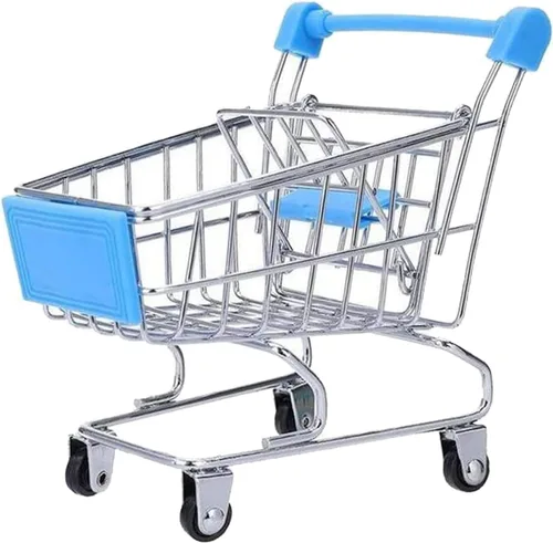 Vista 2 de Carrito de compras mini, carrito de mano de supermercado, carrito de almacenamiento mini para supermercado, juguete decorativo para almacenamiento
