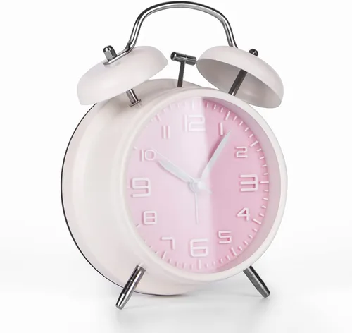 Vista 10 de PILIFE Reloj despertador analógico, 4 pulgadas, súper silencioso, sin tictac, con luz de fondo, sin repetición, funciona con pilas, campana ruidosa