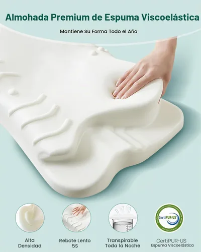 Vista 4 de Releep Almohada cervical ajustable, almohada ergonómica de enfriamiento para dormir lateral, almohada de soporte de cuello de contorno, almohada