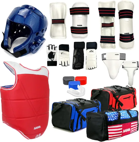 Vista 7 de AAMA Juego completo de equipos de protección de combate de Taekwondo - Personalizable
