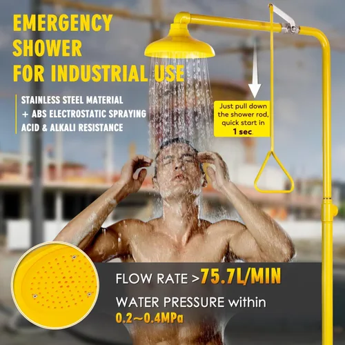 Vista 4 de CGOLDENWALL Estación de lavado de ojos de ducha de emergencia Safty Shower Combinación Estación de lavado de ojos con ducha, hilo NPT, con señal