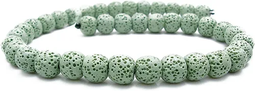 Vista 16 de Cuentas de piedra de lava de colores, cuentas redondas de roca volcánica, cuentas sueltas para collares, pulseras, joyas (marrón, 0.24 pulgadas)