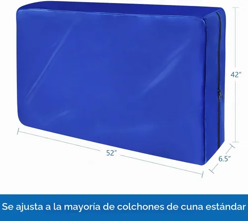 Vista 3 de Bolsa de colchón de cuna, impermeable, resistente, con cremallera fuerte, reutilizable, para moverse, color azul