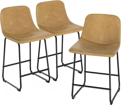 Vista 12 de TAVR Furniture Leathaire - Juego de 2 taburetes de tela con altura de mostrador, sillas de isla sin brazos, con capacidad para hasta 500 libras