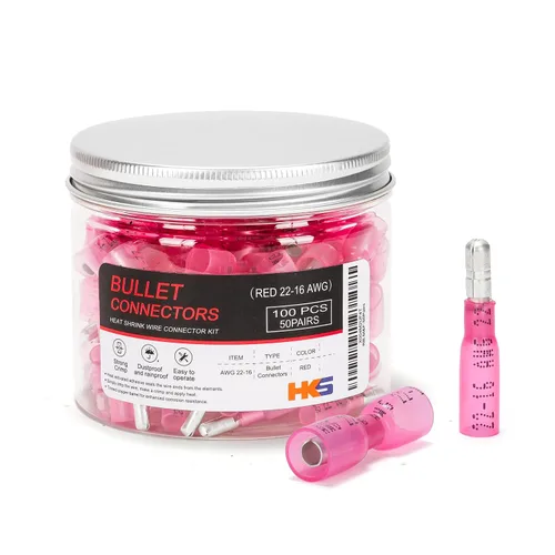 Vista 15 de HKS Kit de 120 piezas/60 pares de conectores de bala termorretráctiles – Terminales de alambre macho y hembra calibre 22-10 AWG – Conectores