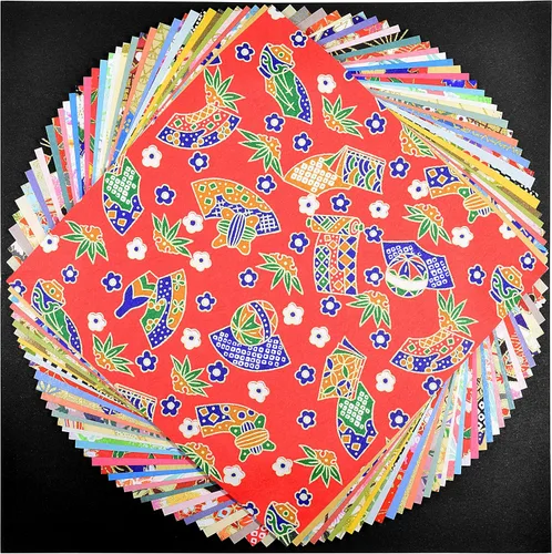 Vista 10 de Papel tradicional japonés Mino Washi Chiyogami Washi, colorido papel de origami Yuzen, diseño surtido, 3.93 en 40 hojas