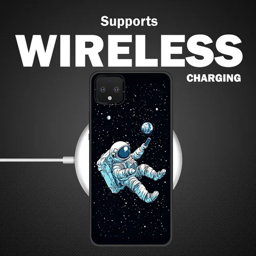 Vista 3 de Funda delgada para Pixel 4 XL, funda delgada de silicona de TPU suave a prueba de golpes para Google Pixel 4 XL, astronauta en el espacio