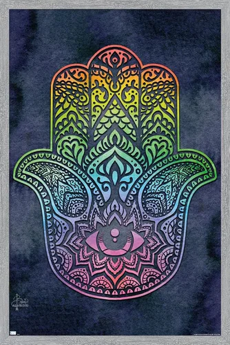 Vista 16 de Trends International Brigid Ashwood - Póster de pared de Hamsa arcoíris, 22.4 pulgadas de largo x 14.7 pulgadas, versión enmarcada de madera
