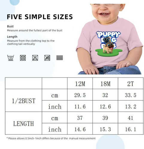 Vista 2 de Puppy Dog Lovely Pals - Camiseta de algodón de manga corta ideal para bebés, color azul