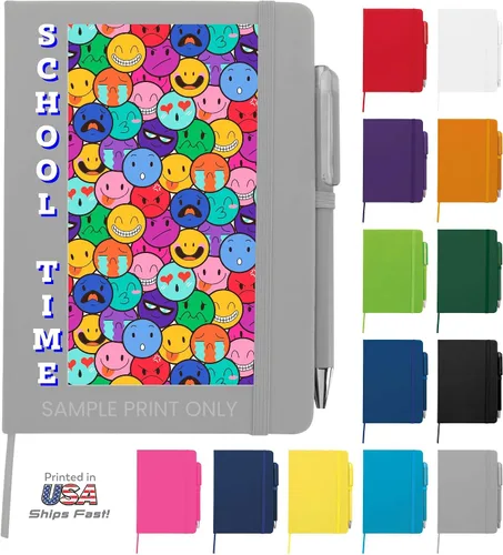 Vista 6 de Cuaderno Diario Personalizado – Cuaderno Personalizado de 5" x 7" (5 x 7 pulgadas) con Nombre, Texto o Logotipo – Diario Personalizado de 100