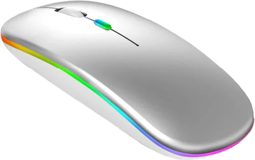 Vista 8 de Q&F Tech Ratón/mouse inalámbrico recargable Bluetooth, LED delgado, dos modos (2.4G + BT5.4) Botones silenciosos/silenciosos con 3 DPI ajustables