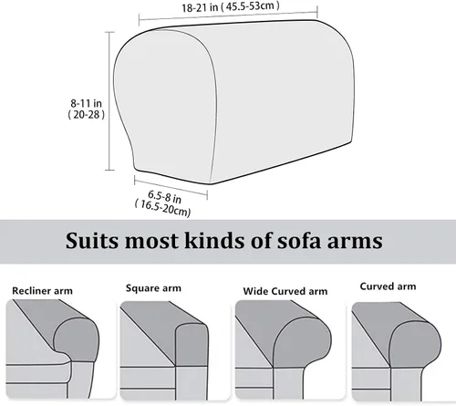 Vista 6 de Juego de 4 fundas elásticas para brazos de sofá, con bolsillo, fundas extraíbles antideslizantes para reposabrazos para sillón reclinable