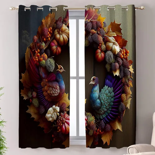Vista 71 de Shrahala Art Nouveau Floral Pattern Blackout Curtain Tiers, Delicate Vine and Flower Design Kitchen Valance Light Blocking Tier Drapes with Rod