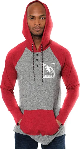 Vista 24 de Ultra Game - Sudadera con capucha de vellón para hombre con cuello Henley de la NFL Negro