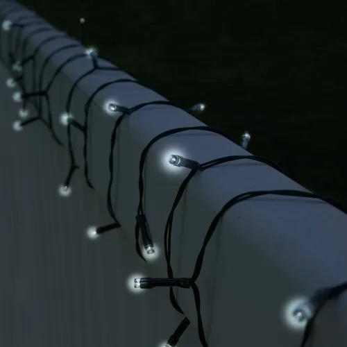 Vista 3 de Cadena de luces para exteriores – Iluminación colgante con energía solar con luces blancas frías para patio, patio trasero, jardín y eventos por