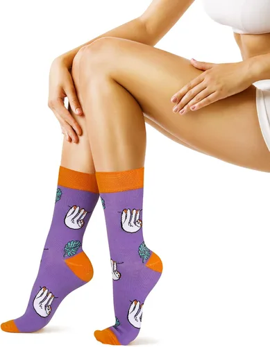 Vista 6 de Benefeet Sox Calcetines de algodón con estampado de girasoles para mujer, divertidos y bonitos calcetines de algodón con estampado floral