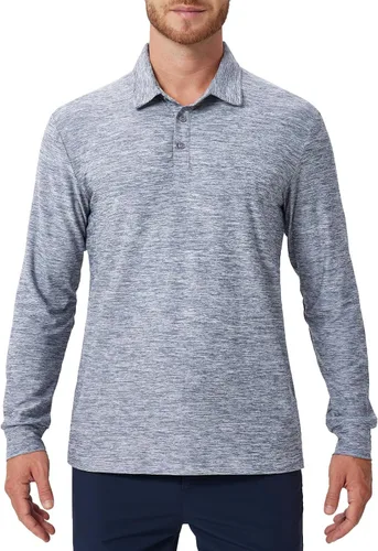 Vista 29 de NAVISKIN Camisas polo de manga larga para hombre, camisas de golf con cuello UPF 50 SPF para hombre, secado rápido, absorbe la humedad