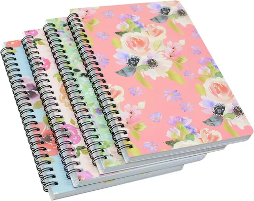 Vista 11 de Yansanido Cuaderno de espiral, 4 piezas A5 de tapa dura gruesa con diseño de gato, 0.315 in, 4 colores, 80 hojas, 160 páginas para estudio y notas