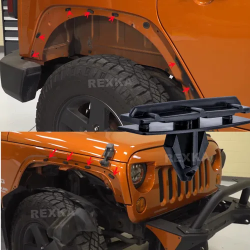 Vista 4 de Rexka Kit de Hardware de 60 piezas para Fender y Protector de Parrilla para Jeep Wrangler JK y Unlimited 2007-2018 JK 68039280AA 6030441 6506007AA