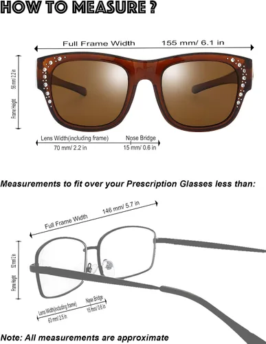 Vista 3 de The Fresh - Lentes de sol polarizados, de alta definición y envolventes para uso sobre anteojos - Estuche de piel para anteojos
