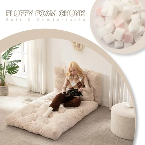 Vista 8 de Sofá cama plegable, silla convertible con almohada, colchón plegable con soporte para la espalda, silla plegable portátil, cama, cómodo sofá de piso