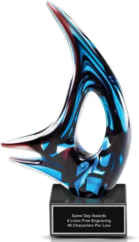 Vista 23 de Premio de Vidrio Artístico Soplado a Mano – Premio Elegante con Grabado Personalizado para Corporativo, Deportes, Jubilación, Reconocimiento