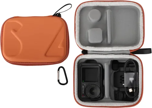 Vista 8 de Estuche de transporte para DJI Osmo Action 5 Pro/4/3, bolsa de viaje portátil de almacenamiento de PU para DJI Osmo Action 5 Pro/4/3 Accesorios
