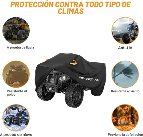Vista 4 de NEVERLAND Cubierta para ATV Impermeable de Servicio Pesado Cubierta para Vehículo de 4 Ruedas Cubierta para Quad Resistente a Todas las Condiciones