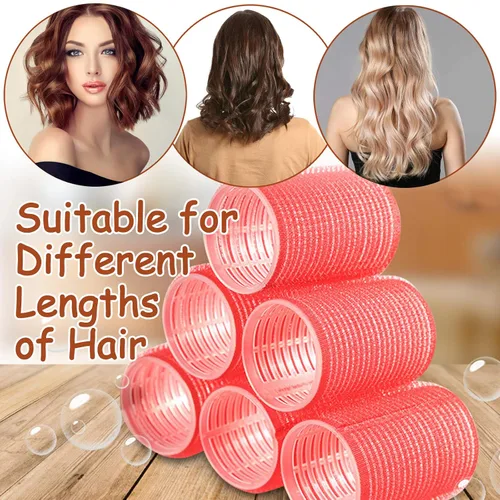 Vista 8 de Juego de rodillos de pelo jumbo, 12 rizadores de peluquería de salón de belleza, rodillos grandes jumbo para cabello largo y corto, peinado rizado