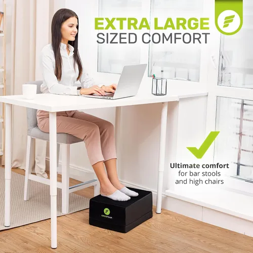 Vista 2 de ErgoFoam Reposapiés XL para debajo del escritorio en el trabajo para taburetes y sillas altas, respaldado por quiropráctico, reposapiés ajustable 2