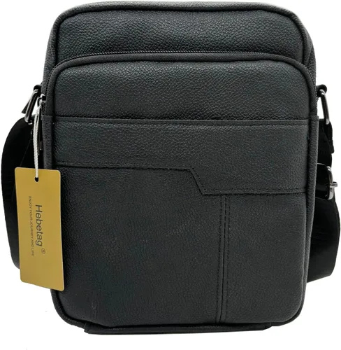 Vista 2 de Hebetag Bolso bandolera de cuero para hombre, bolsa cruzada de viaje para negocios, cartera para teléfono, bolsa de bolsillo, mochila