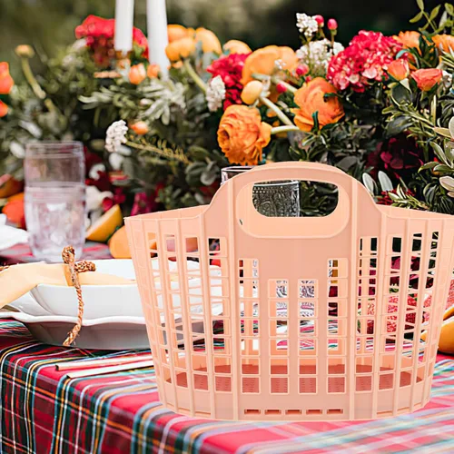 Vista 6 de Luxshiny Paquete de 2 cestas de plástico para frutas con asas, bolsa plegable de almacenamiento de cocina para organización de frutas y verduras