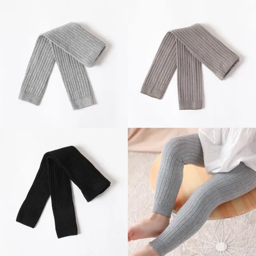 Vista 3 de Juebm 35Packs Baby Girl Tights Cable Knit Footless Leggings Stockings Solid Cotton Pantyhose for Infant Toddler 0-4T