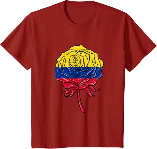 Vista 15 de Camiseta colombiana para mujer con diseño de rosa, Negro