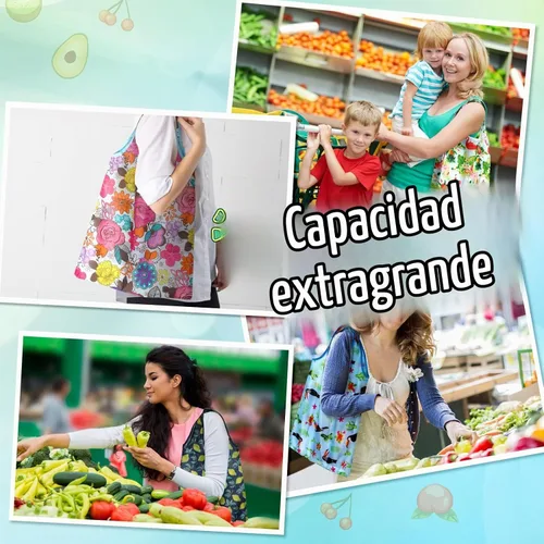 Vista 8 de Shappy 34 bolsas de comestibles reutilizables con diseño floral, bolsas plegables de nailon lavables, bolsas de compras extragrandes lindas