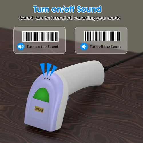 Vista 5 de Symcode Escáner de código de barras USB 1D, lector de código de barras láser CCD con cable de mano compatible con escaneo de pantalla escáner