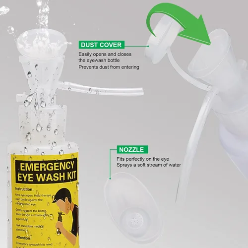 Vista 5 de Kit de estación de lavado de ojos portátil aprobado por la OSHA, botellas de lavado de ojos de emergencia Yeipower montadas en la pared, 16 onzas