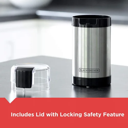 Vista 13 de BLACK+DECKER Molinillo de café One Touch, capacidad de grano de café de 2/3 tazas, molinillo de especias, control de botón de un solo toque, 150