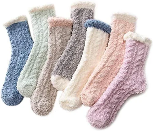 Vista 2 de Calcetines de microfibra para dormir, acogedores y muy suaves para mujer, 6 o 5 pares, talla única