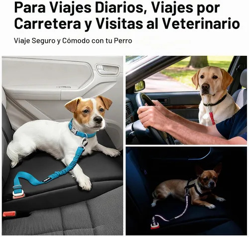 Vista 8 de Cinturón de seguridad para perro para automóvil, arnés ajustable para perros pequeños, medianos y grandes, restricción de seguridad de viaje
