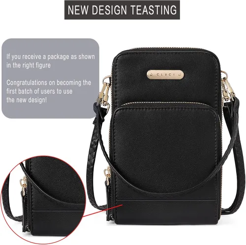Vista 3 de Bolsa pequeña cruzada para mujer, de piel, para el hombro, para celular, cartera de moda diseñada para viajar