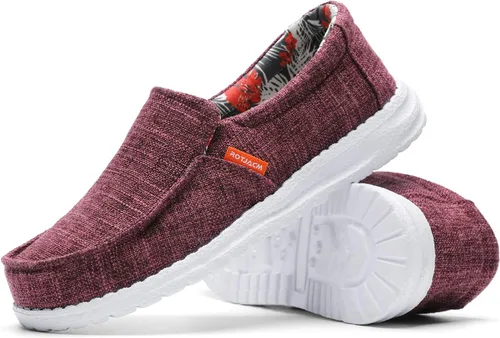 Vista 5 de ROTJACM Zapatos casuales de tela para mujer, zapatos de lona cómodos y anchos con puntera tipo mocasín, ligeros, zapatos para caminar al aire libre