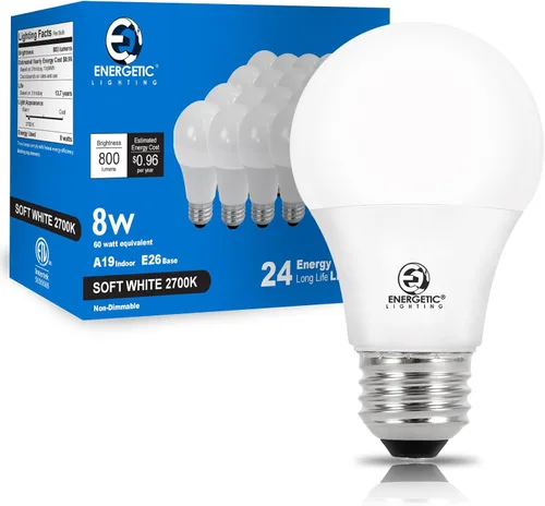 Vista 14 de E ENERGETIC LIGHTING Bombillas equivalentes a 60 vatios, bombillas LED blancas suaves A19, base E26 de 15000 horas, bombilla de 8 W, 800 LM, 2700 K