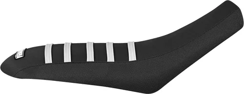 Vista 2 de Enjoy Mfg Funda para asiento - Compatible con Can Am 2008-2021 DS70 DS90 Logo - #259 (completamente negra/costillas blancas)